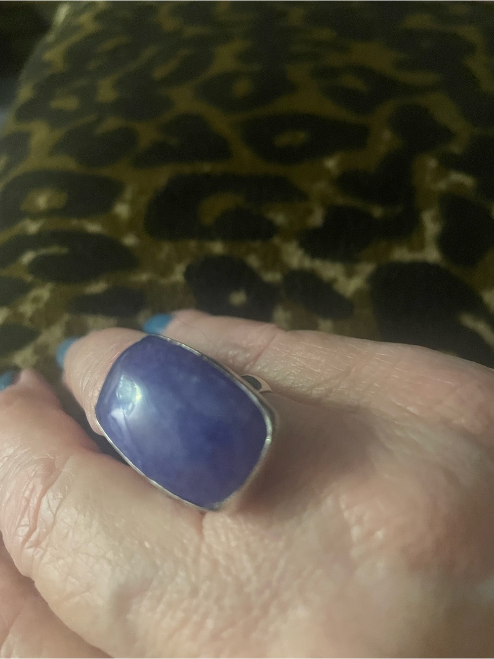 Bold Purple Stone Silver Ring for Women tanzanite adjustable size 6-10 - Picture 3 of 5